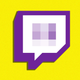An image of a slightly blurred Twitch logo set against a Kotaku Dot Com yellow background.